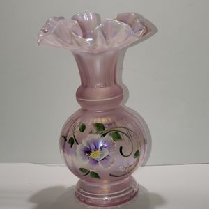 Fenton Hand Painted Pink Vase